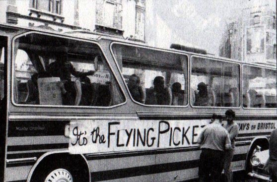 Fliegende Streikposten in Bristol, 1972. Foto: Socialist Worker. 