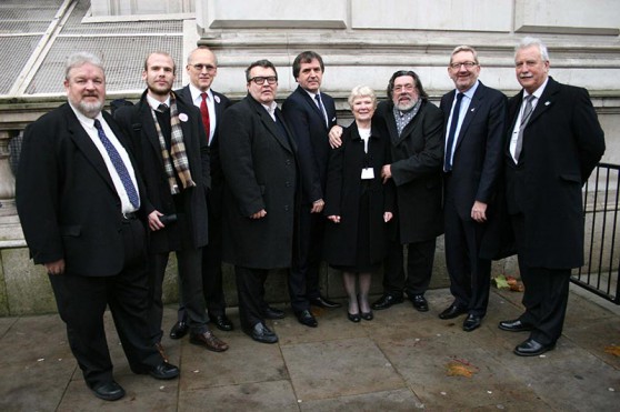 Members of the Shrewsbury 24 Campaign, MPs and Trade Union Leaders