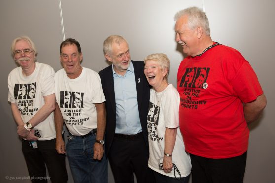 The Shrewsbury 24 Campaign with Jeremy Corbyn at the 2016 Labour Conference in Liverpool.