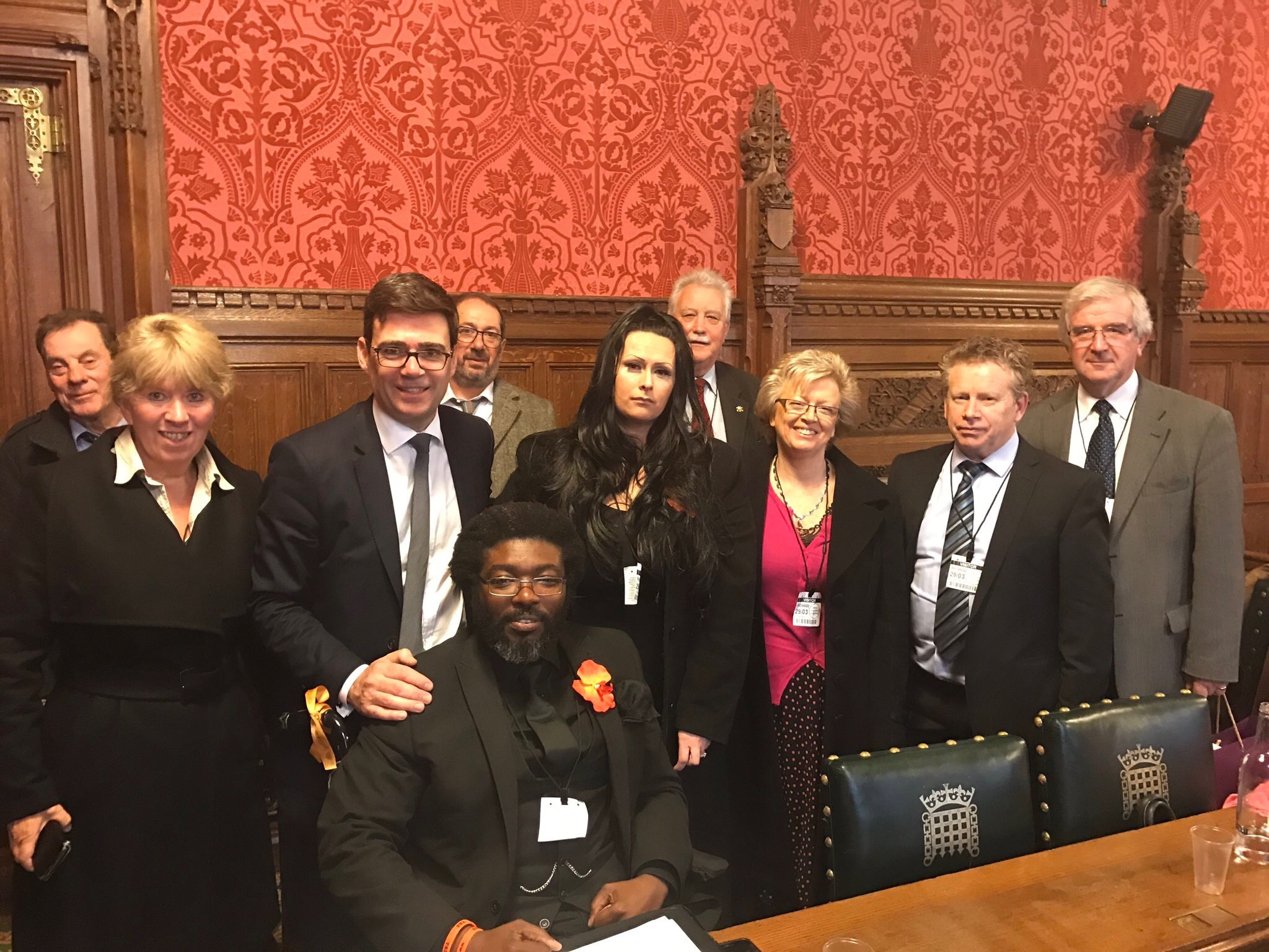 Andy Burnham with justice campaigners after introducing Hillsborough Law 10-Minute Bill to Parliament.